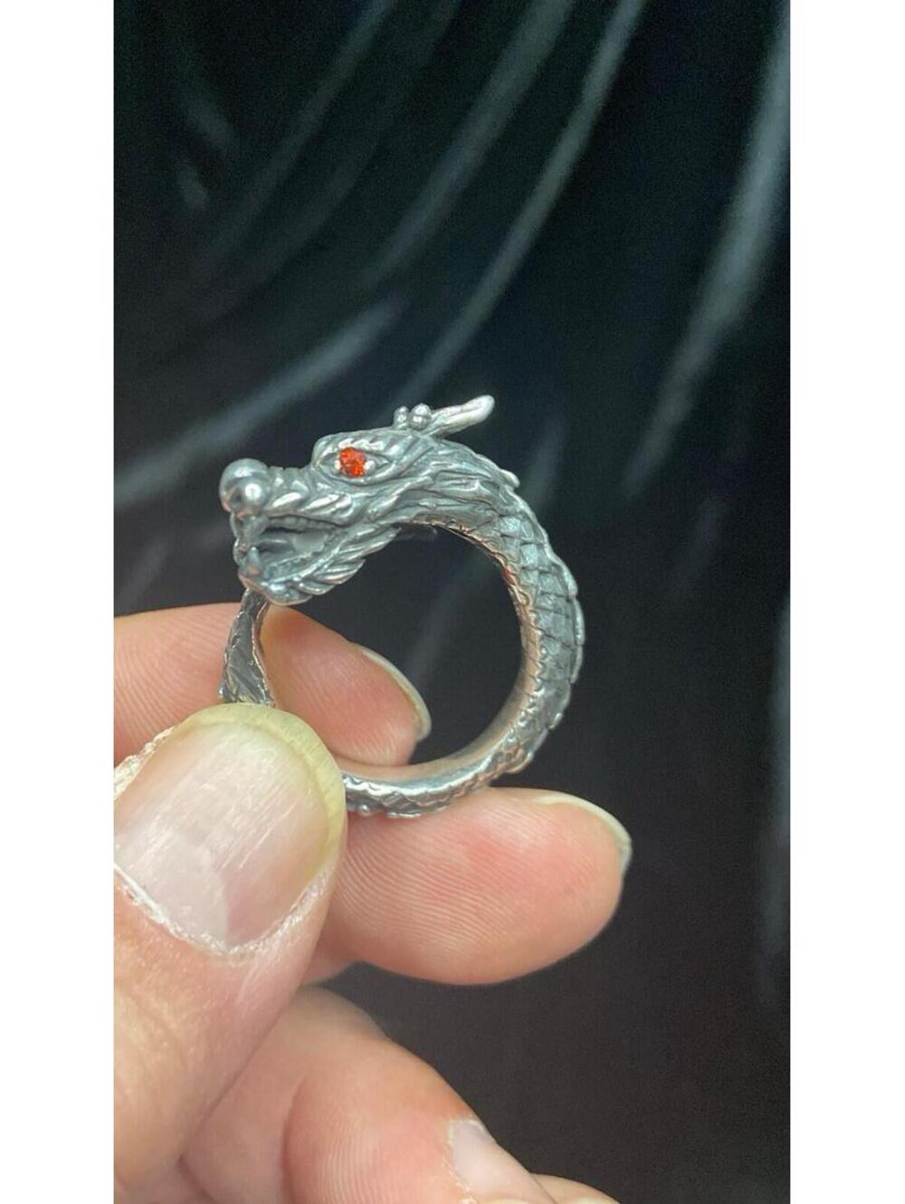 Size 11 Dragon Ring with Ruby Red CZ Eyes 925 Sterling Silver 14.6 Grams